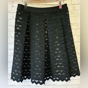 English Factory Black Chevron Sheer Lined Whimsigoth Box Pleat Skirt Size M